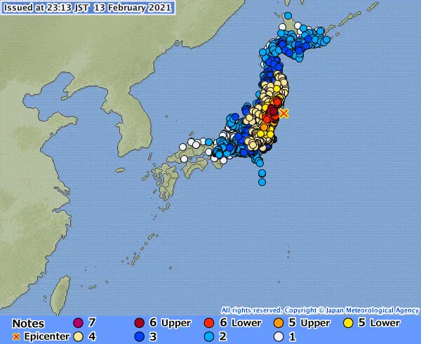 Gempa 7,3 SR Melanda Prefektur Fukushima, Jepang