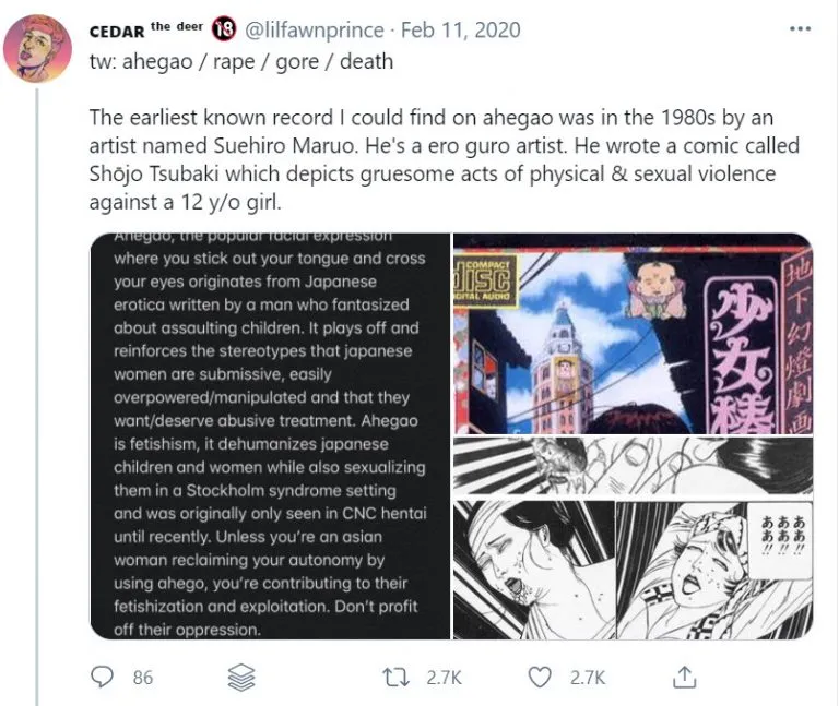 Sejarah Ahegao : Polemik Rasis Hingga Kasus Asusila