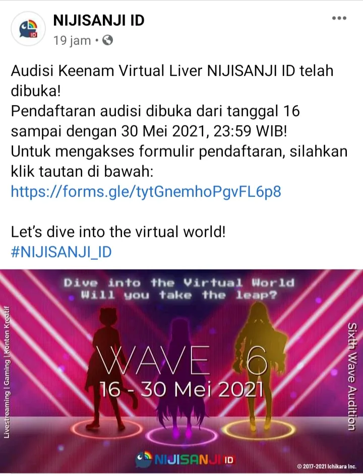 Ingin Jadi Vtuber? Ikuti Audisi Gelombang Keenam Nijisanji ID