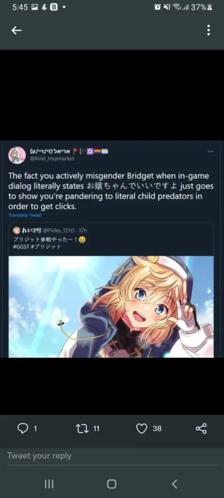 Akun Twitter Seorang Ilustrator Jepang Dihapus setelah Menyebut Bridget Laki-Laki