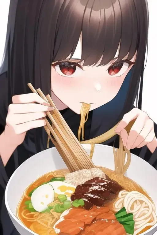 AI Sepertinya Kesulitan Menggambar Waifu Makan Ramen