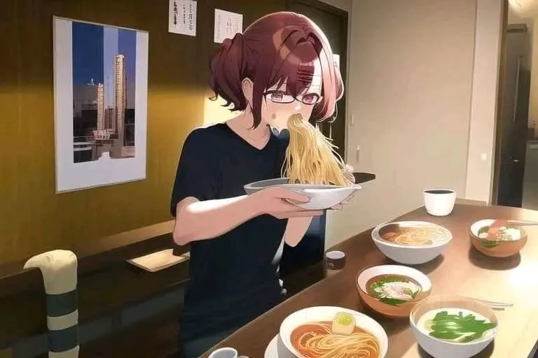 AI Sepertinya Kesulitan Menggambar Waifu Makan Ramen