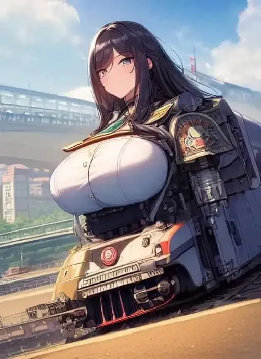 AI Menggambar Waifu Gede dengan Tubuh Setengah Kereta