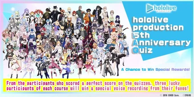 Ujian Trivia Ulang Tahun ke-5 Hololive Diluncurkan dalam Bahasa Inggris