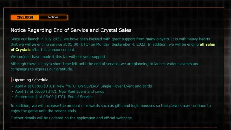 Game Si Paling P2W, YuGiOh! Cross Duel Akan Segera Tutup Server!